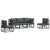  Kerti Kanapé Szett 5 pcs Fekete 213 x 71.5 x 71 cm Alumínium