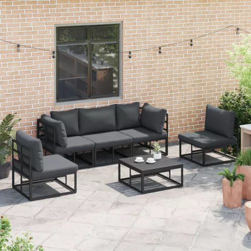  Kerti Kanapé Szett 5 pcs Fekete 213 x 71.5 x 71 cm Alumínium