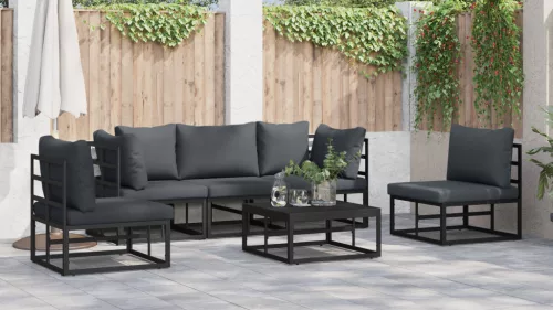  Kerti Kanapé Szett 5 pcs Fekete 213 x 71.5 x 71 cm Alumínium