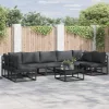  Kerti Kanapé Szett 7 pcs Fekete 353 x 141.5 x 71 cm Alumínium
