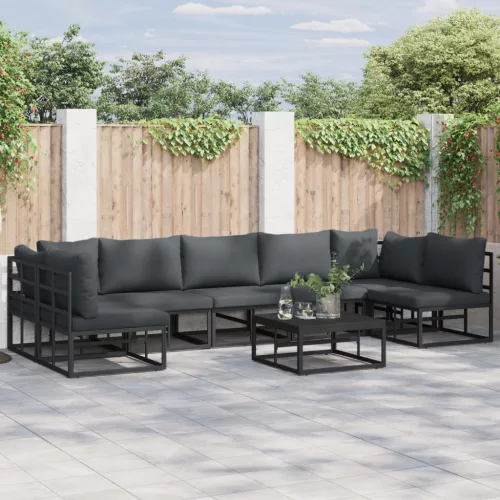  Kerti Kanapé Szett 7 pcs Fekete 353 x 141.5 x 71 cm Alumínium