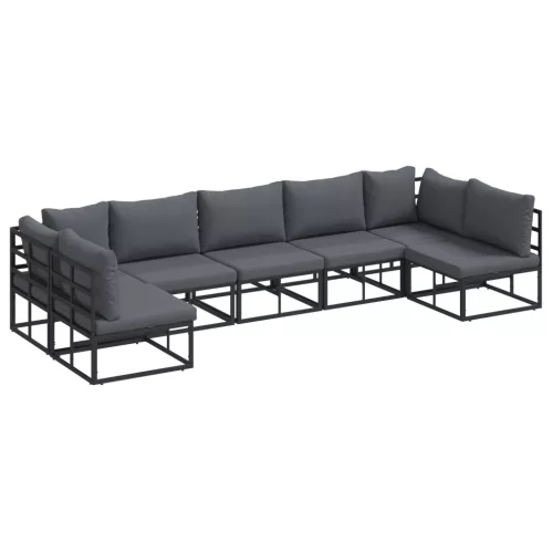  Kerti Kanapé Szett 7 pcs Fekete 353 x 141.5 x 71 cm Alumínium