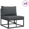  Kerti Kanapé Szett 7 pcs Fekete 353 x 141.5 x 71 cm Alumínium