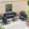  Kerti Kanapé Szett 7 pcs Fekete 353 x 141.5 x 71 cm Alumínium