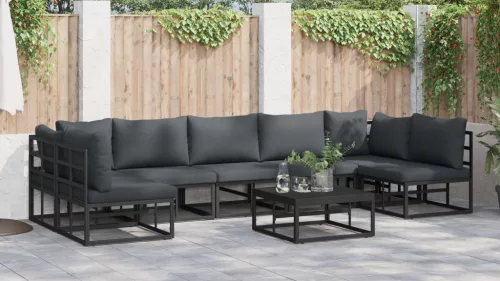  Kerti Kanapé Szett 7 pcs Fekete 353 x 141.5 x 71 cm Alumínium