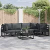  Kerti Kanapé Szett 6 pcs Fekete 70 x 70 x 32 cm Alumínium