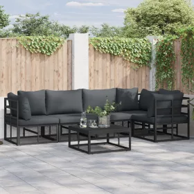  Kerti Kanapé Szett 6 pcs Fekete 70 x 70 x 32 cm Alumínium