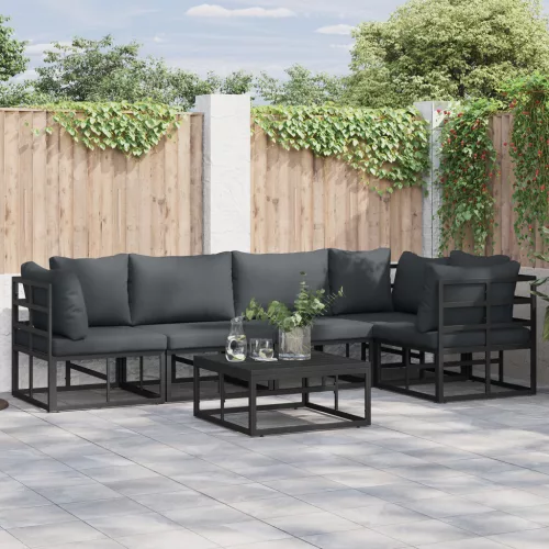  Kerti Kanapé Szett 6 pcs Fekete 70 x 70 x 32 cm Alumínium