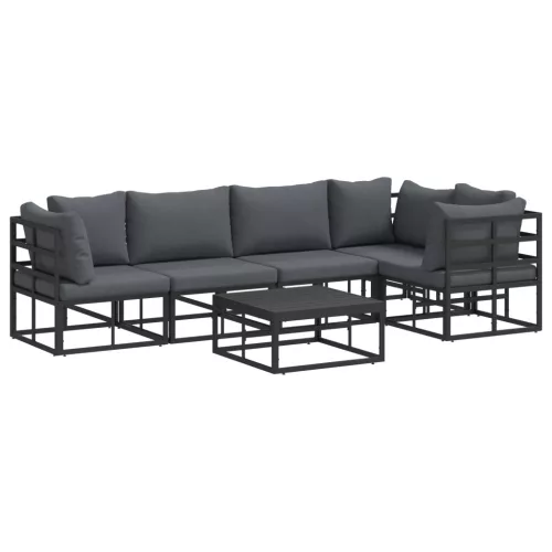  Kerti Kanapé Szett 6 pcs Fekete 70 x 70 x 32 cm Alumínium