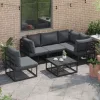  Kerti Kanapé Szett 6 pcs Fekete 70 x 70 x 32 cm Alumínium