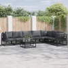  Kerti Kanapé Szett 8 pcs Fekete 70 x 70 x 32 cm Alumínium