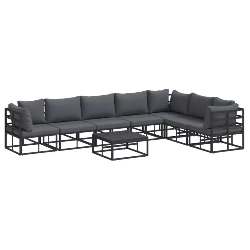  Kerti Kanapé Szett 8 pcs Fekete 70 x 70 x 32 cm Alumínium