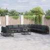  Kerti Kanapé Szett 11 pcs Fekete 70 x 70 x 32 cm Alumínium