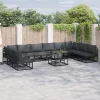  Kerti Kanapé Szett 10 pcs Fekete 423 x 211,5 x 71 cm Alumínium