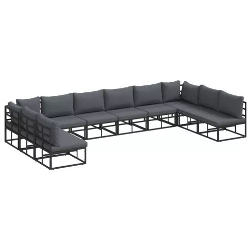  Kerti Kanapé Szett 10 pcs Fekete 423 x 211,5 x 71 cm Alumínium