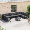  Kerti Kanapé Szett 10 pcs Fekete 423 x 211,5 x 71 cm Alumínium