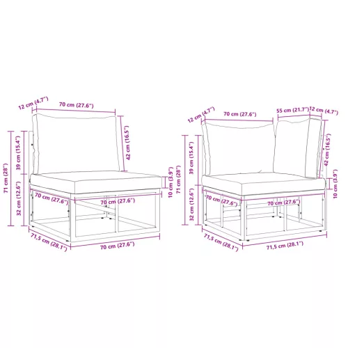  Kerti Kanapé Szett 10 pcs Fekete 423 x 211,5 x 71 cm Alumínium