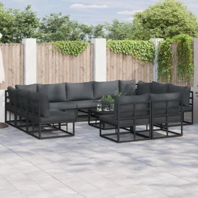    Kerti Kanapé Szett 11 pcs Fekete 353 x 211,5 x 71 cm Alumínium
