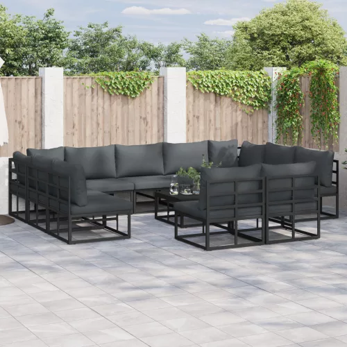  Kerti Kanapé Szett 11 pcs Fekete 353 x 211,5 x 71 cm Alumínium