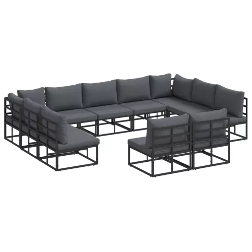  Kerti Kanapé Szett 11 pcs Fekete 353 x 211,5 x 71 cm Alumínium