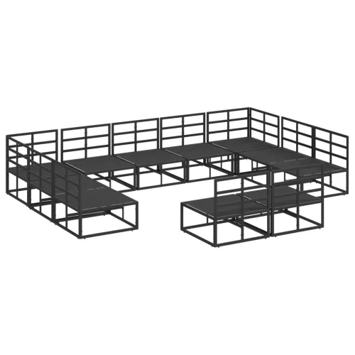 Kerti Kanapé Szett 11 pcs Fekete 353 x 211,5 x 71 cm Alumínium