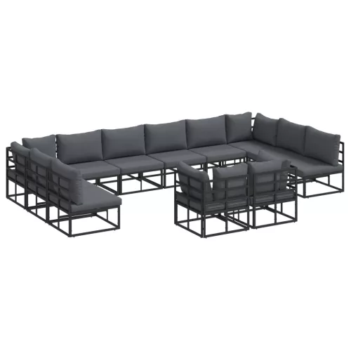  Kerti Kanapé Szett 12 pcs Fekete 423 x 211.5 x 71 cm Alumínium