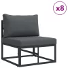  Kerti Kanapé Szett 12 pcs Fekete 423 x 211.5 x 71 cm Alumínium
