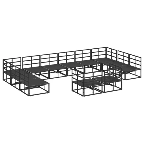  Kerti Kanapé Szett 12 pcs Fekete 423 x 211.5 x 71 cm Alumínium