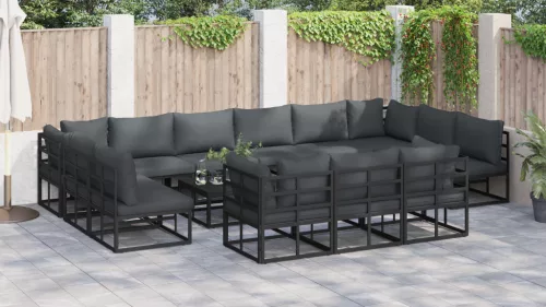  Kerti Kanapé Szett 13 pcs Fekete 423 x 211.5 x 71 cm Alumínium