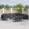  Kerti Kanapé Szett 14 pcs Fekete 70 x 70 x 32 cm Alumínium