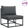  Kerti Kanapé Szett 14 pcs Fekete 70 x 70 x 32 cm Alumínium