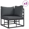  Kerti Kanapé Szett 14 pcs Fekete 70 x 70 x 32 cm Alumínium