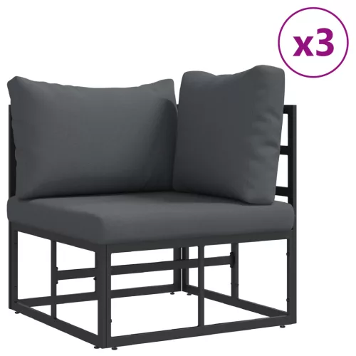  Kerti Kanapé Szett 14 pcs Fekete 70 x 70 x 32 cm Alumínium