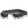  Kerti Kanapé Szett 13 pcs Fekete 70 x 70 x 32 cm Alumínium