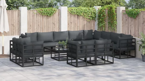  Kerti Kanapé Szett 13 pcs Fekete 70 x 70 x 32 cm Alumínium