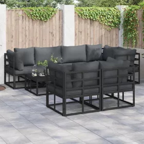    Kerti Kanapé Szett 7 pcs Fekete 283 x 143 x 71 cm Alumínium