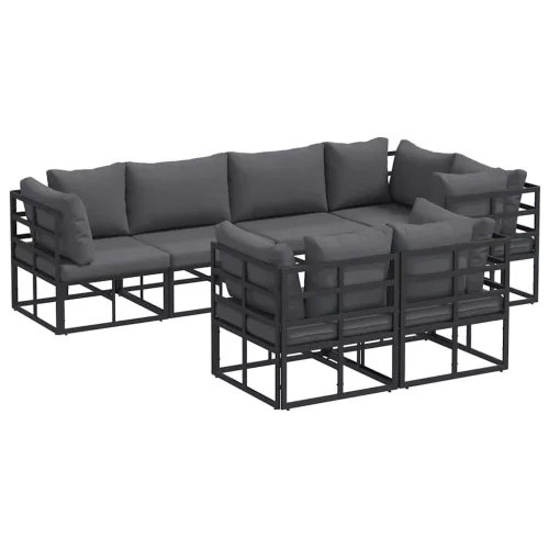  Kerti Kanapé Szett 7 pcs Fekete 283 x 143 x 71 cm Alumínium