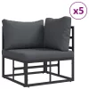  Kerti Kanapé Szett 7 pcs Fekete 283 x 143 x 71 cm Alumínium