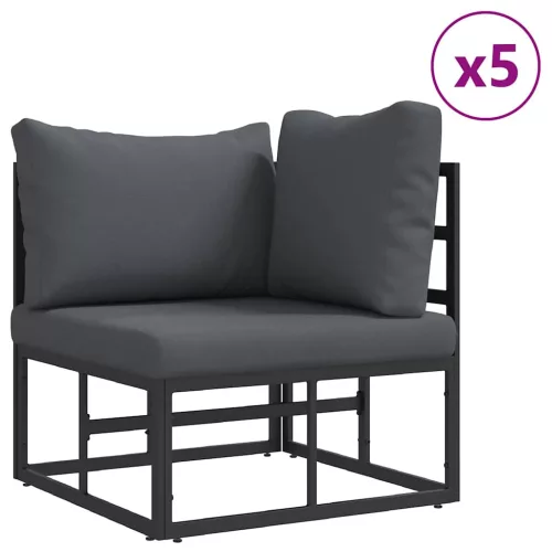  Kerti Kanapé Szett 7 pcs Fekete 283 x 143 x 71 cm Alumínium