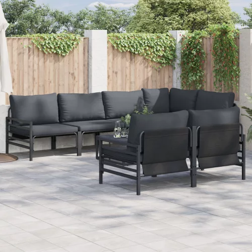  Kerti Kanapé Szett 7 pcs Antracitszürke 320 x 160 x 71 cm