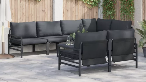  Kerti Kanapé Szett 7 pcs Antracitszürke 320 x 160 x 71 cm