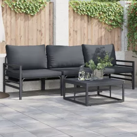  Kerti Kanapé Szett 3 pcs Antracitszürke Acél