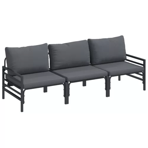  Kerti Kanapé Szett 3 pcs Antracitszürke Acél