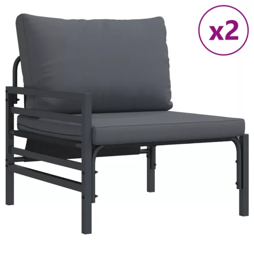  Kerti Kanapé Szett 3 pcs Antracitszürke Acél