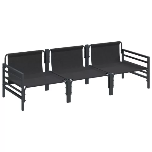  Kerti Kanapé Szett 3 pcs Antracitszürke Acél