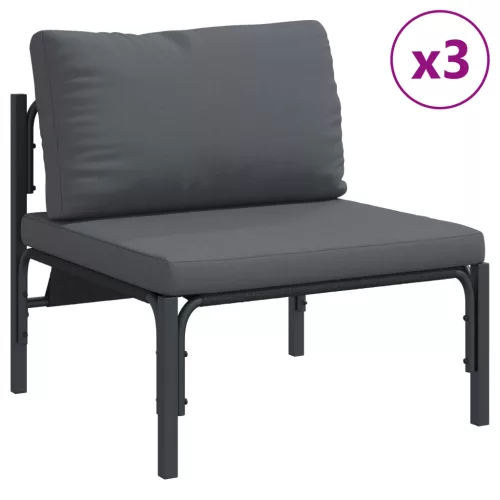 Kerti Kanapé Szett 6 pcs Antracitszürke Acél