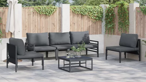  Kerti Kanapé Szett 6 pcs Antracitszürke Acél