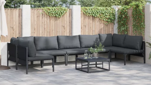  Kerti Kanapé Szett 7 pcs Antracitszürke Acél