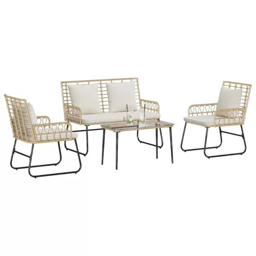 Kerti Bútor Szett párnával 4 pcs Fekete, Antracitszürke