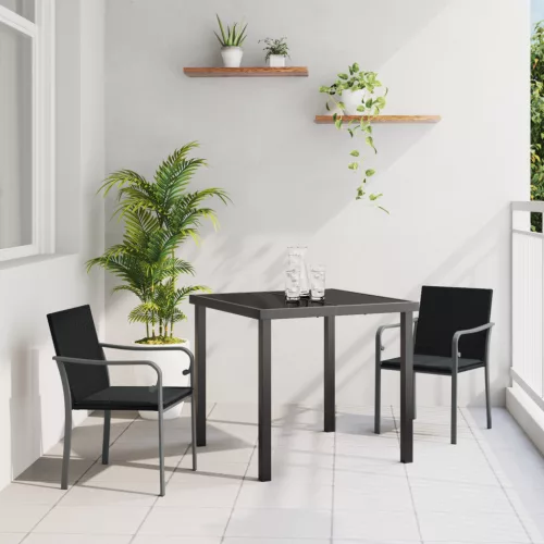  3 részes kertibútor szett párnákkal, fekete poli rattan